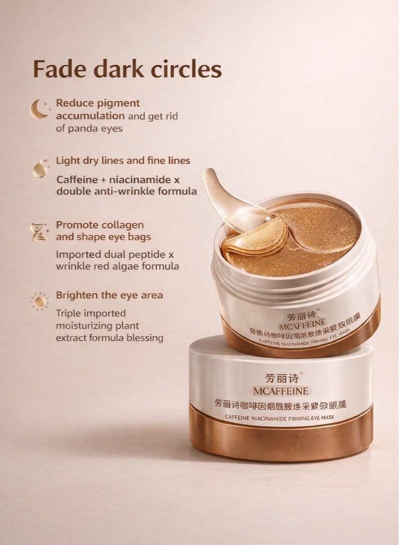 إم كافيين mCaffeine أقنعة العين بالكافيين والببتيد لتقوية الجلد مع حمض الهيالورونيك والنياسيناميد – 60 رقعة جل لعلاج الهالات السوداء والانتفاخ والخطوط الدقيقة، ترطيب وتفتيح منطقة تحت العين، خالية من الكحول، مناسبة للرجال والنساء | إصدار LAO LI SHI - Image 4